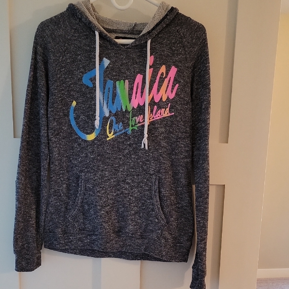 Jamaica One Love Gray Hoodie with Multicolor Print